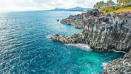 The cliff at Jungmun Daepo in Jeju Island, South Korea.